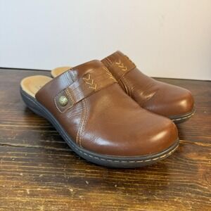 Clarks‎ Shoes Womens Size 10 Brown Leather Mule Slip On Comfort Laureann Ella